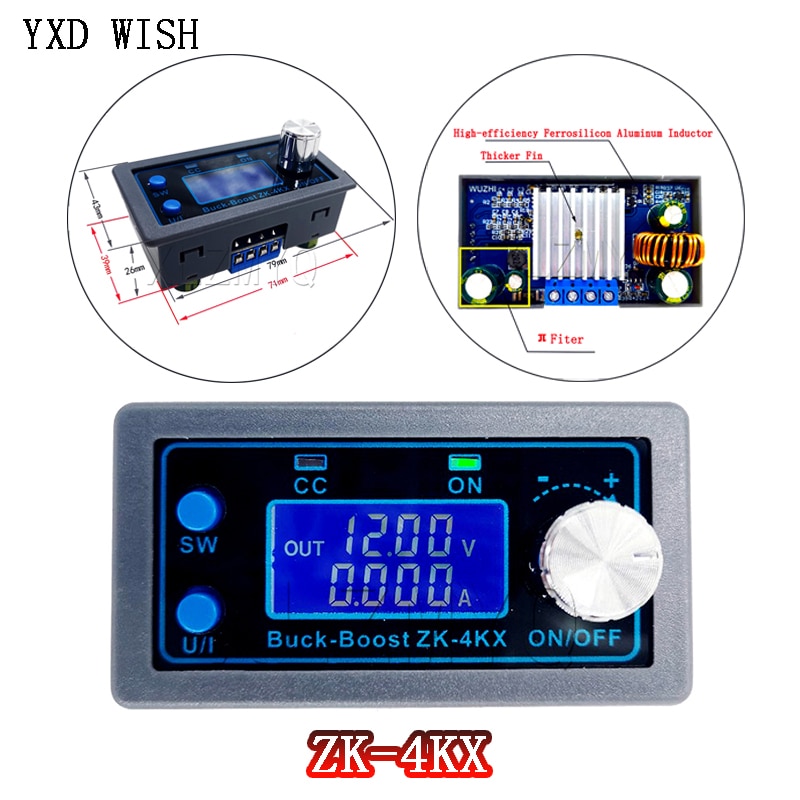 ZK-4KX DC-DC 벅 부스트 컨버터 CC CV 0.5-30V 4A 5V 6V 12V 24V 전원 모듈 ZK4KX 조정 가능한 벅 부스트 DC 컨버터